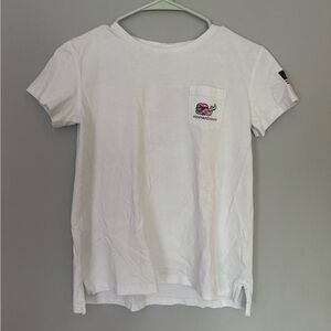 Vineyard Vines Kids White Tee with Pink Whale
